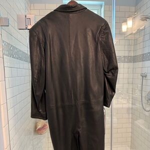 Ann Taylor Long Black Leather Coat